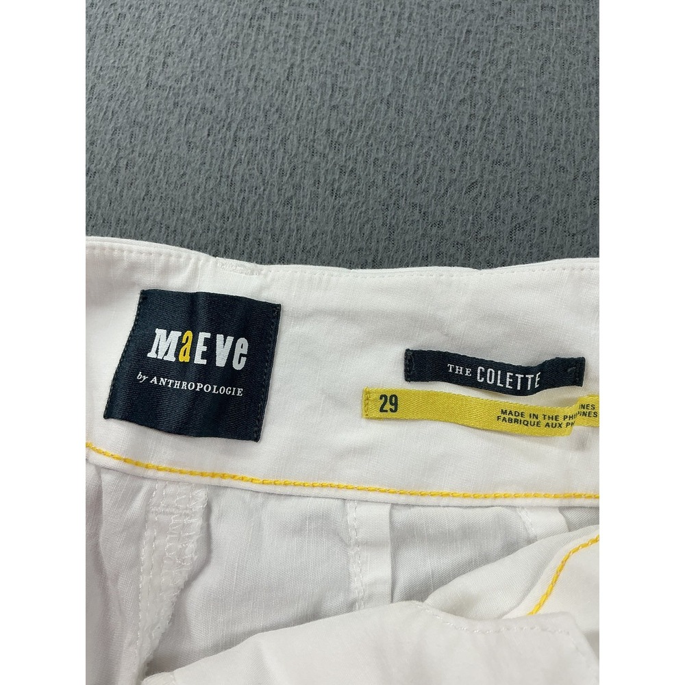 Maeve Pants Womens 29 White Cropped Wide-Leg Twill Stretch Pockets Cuffed - Picture 7 of 11